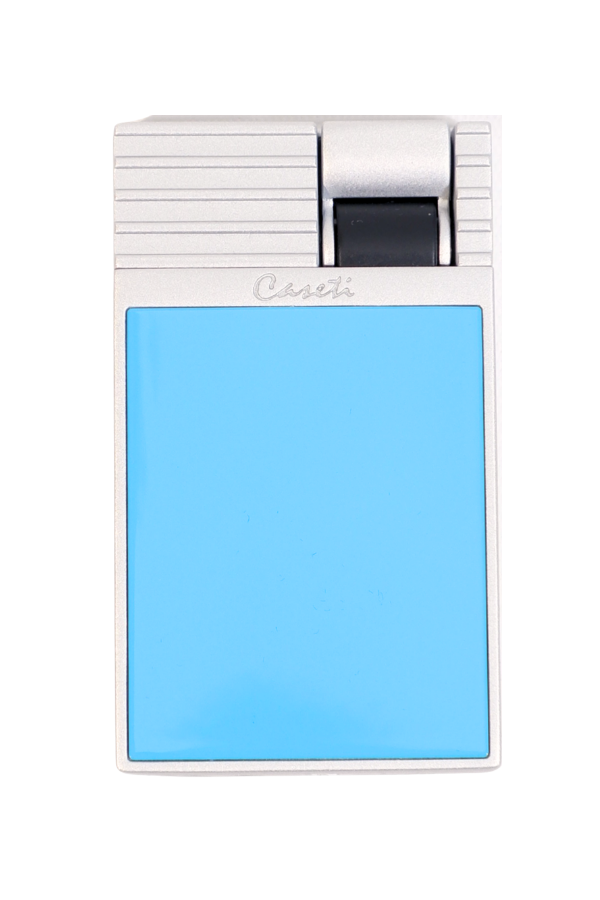 Caseti Tek Torch Perde Alev Mavi Gümüş Metal Puro Çakmağı