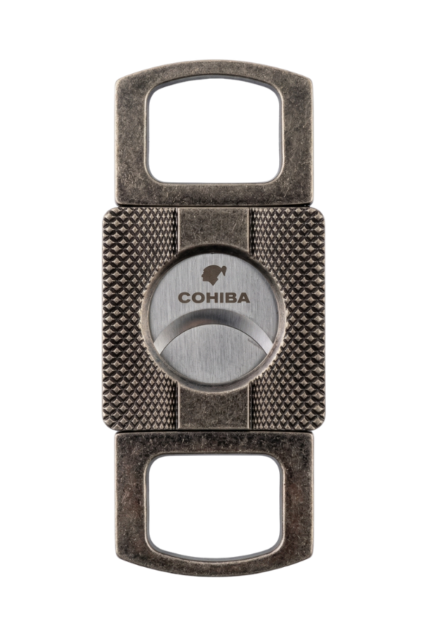 Cohiba Gümüş Eskitme Desenli Metal Puro Makası Kesici