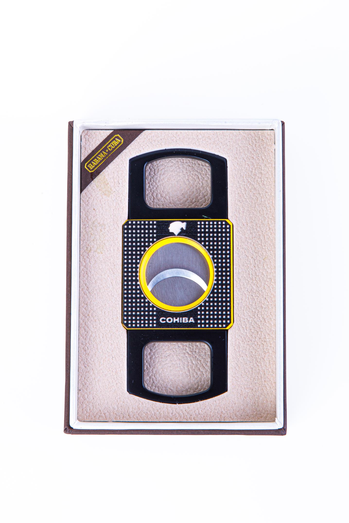 Cohiba Özel Üretim Sarı Siyah Metal Puro Makası Kesici