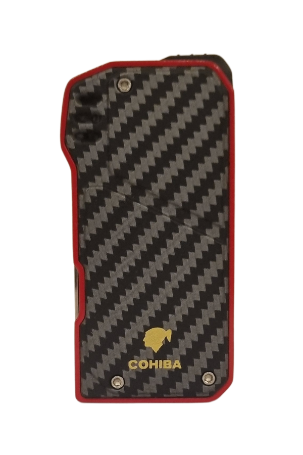 Cohiba Soft Flame Karbon Desenli-Kırmızı Metal Pipo Çakmağı