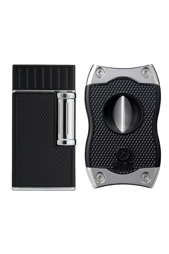 Colibri Julius Çakmak & SV-Cut Krom-Siyah Premium Puro Seti