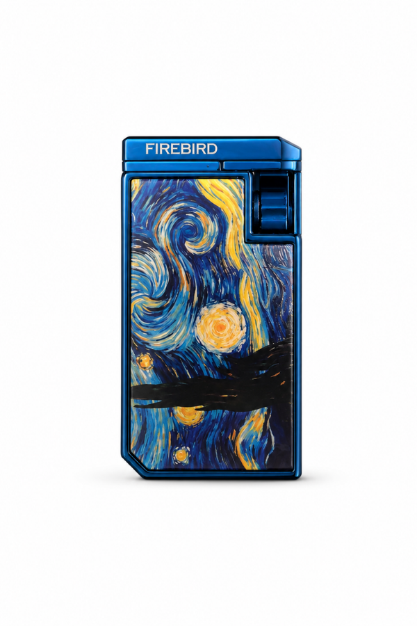 Firebird Çift Torch Pürmüz Yıldızlı Gece Desenli Mavi Puro Çakmağı
