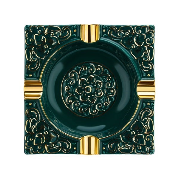 Lubinski Kabartma Motif Porselen Puro Küllüğü Yeşil/Gold 4lü LB-841