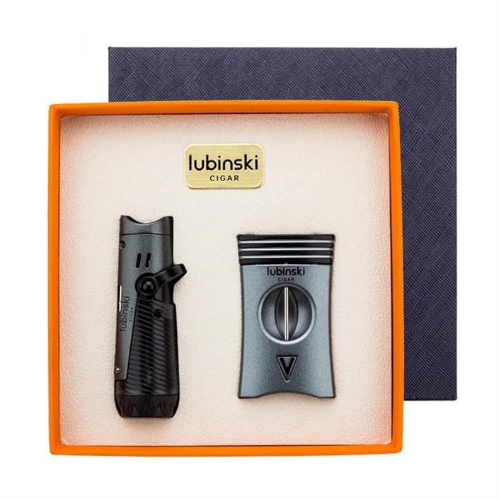 Lubinski Yeni Seri Çakmak Ve Kesici Puro Seti Grey LB-723