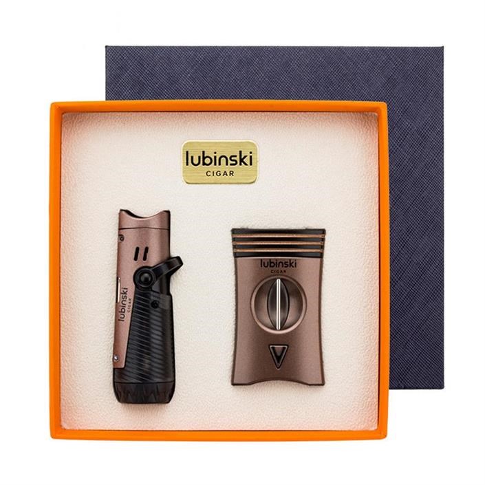 Lubinski Yeni Seri Çakmak Ve Kesici Puro Seti Bronz LB-718