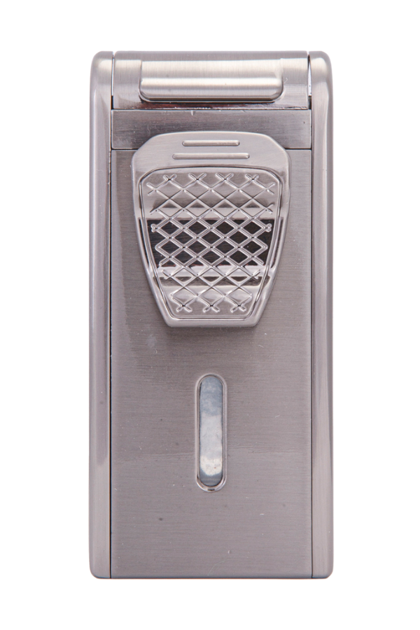 Parmida Çift Torch Pürmüz Parlak Gümüş Metal Puro Çakmağı