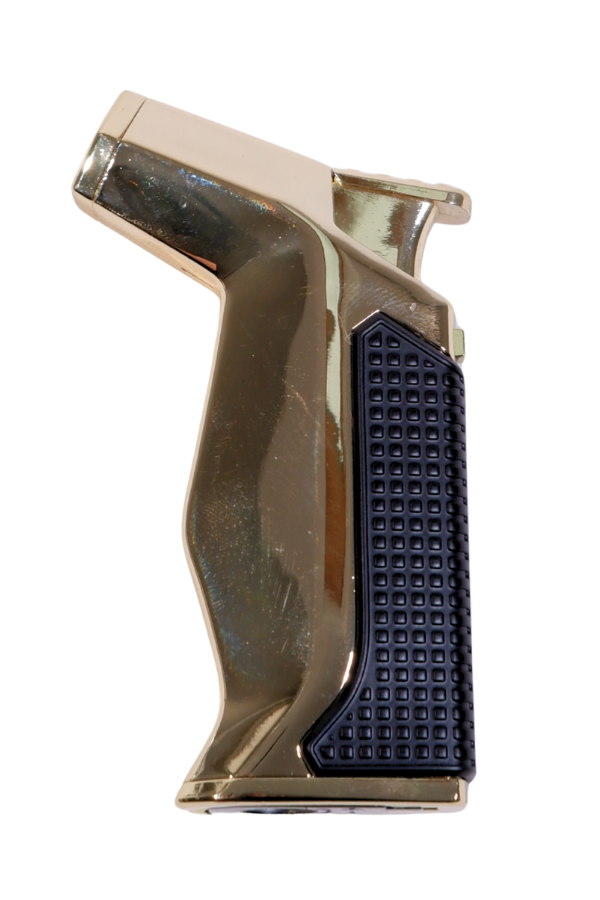 Parmida Tek Torch Pürmüz Siyah-Gold Masa Tipi Metal Puro Çakmağı