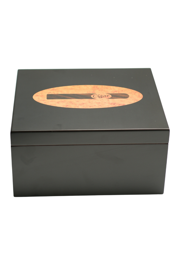 PremiumQuality Polermo Siyah Sedir Humidor Puro Kutusu