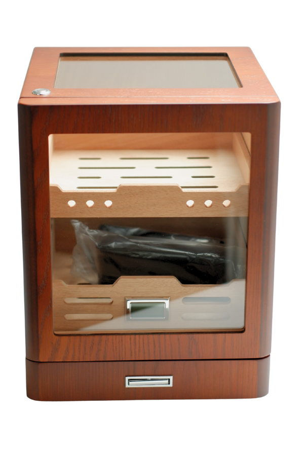 PremiumQuality Sucre Aksesuar Çekmeceli İçi Ledli Kahverengi Sedir Humidor Puro Kutusu