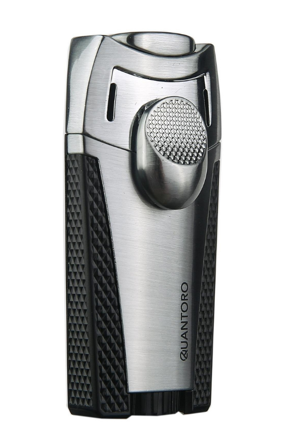 Quantoro 2 Torch Pürmüz Gümüş-Siyah Metal Puro Çakmağı