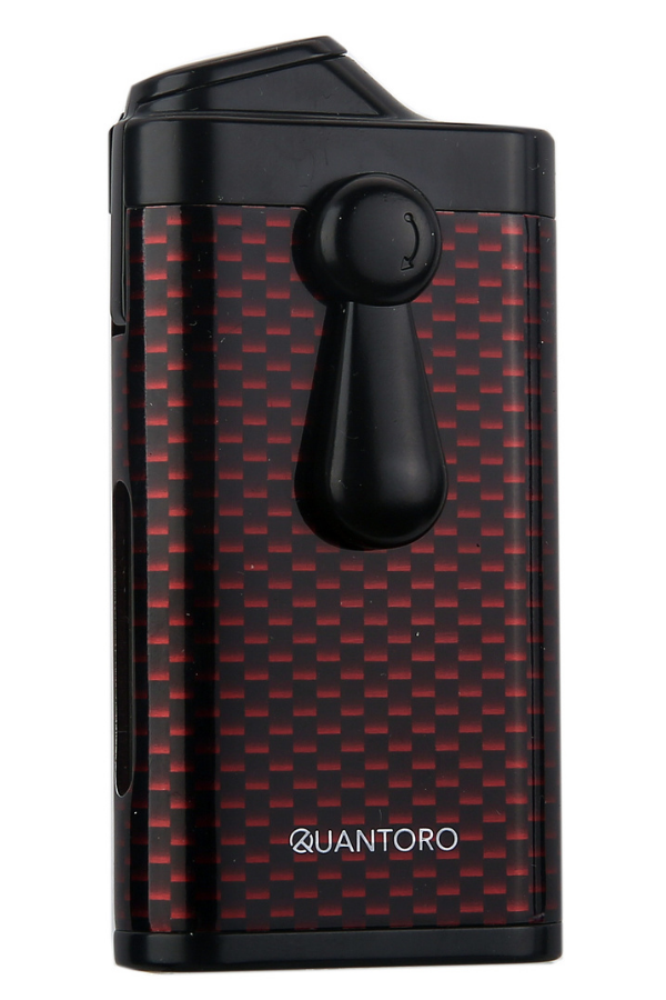 Quantoro Çift Torch Pürmüz Delicili Kırmızı Karbon Desenli Metal Puro Çakmağı