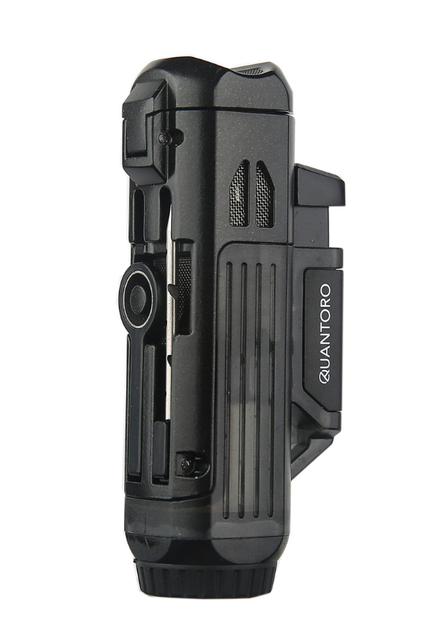 Quantoro Çift Torch Pürmüz Delicili/İğneli Siyah Metal Puro Çakmağı