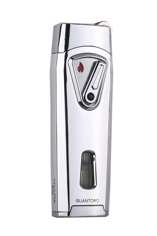 Quantoro Çift Torch Pürmüz Gümüş Metal Puro Çakmağı