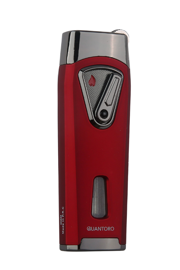 Quantoro Çift Torch Pürmüz Kırmızı Metal Puro Çakmağı