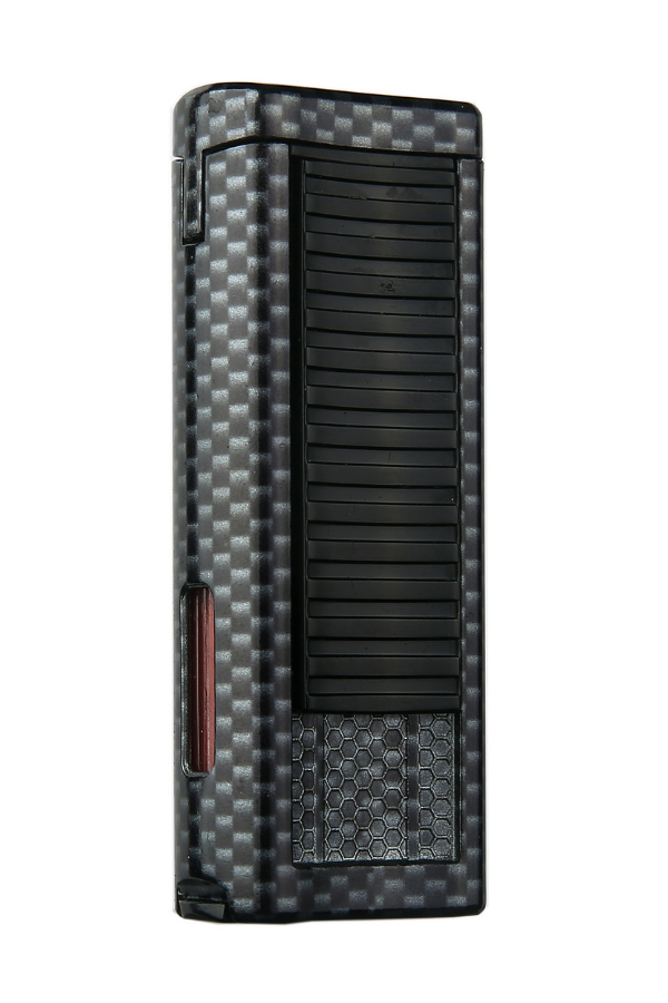 Quantoro Çift Torch Pürmüz Siyah Karbon Desenli Metal Puro Çakmağı