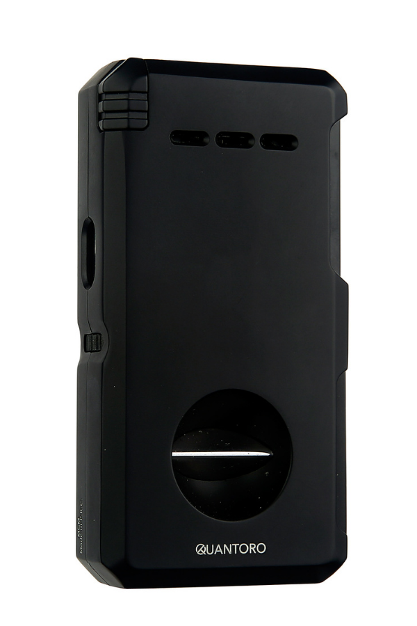 Quantoro Çift Torch Pürmüz V-Cut/Delicili/İğneli Siyah Metal Puro Çakmağı