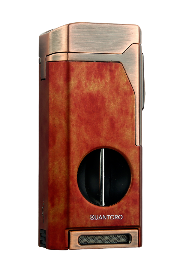 Quantoro Dört Torch Pürmüz V-Kesici/Delicili Kahverengi Metal Puro Çakmağı