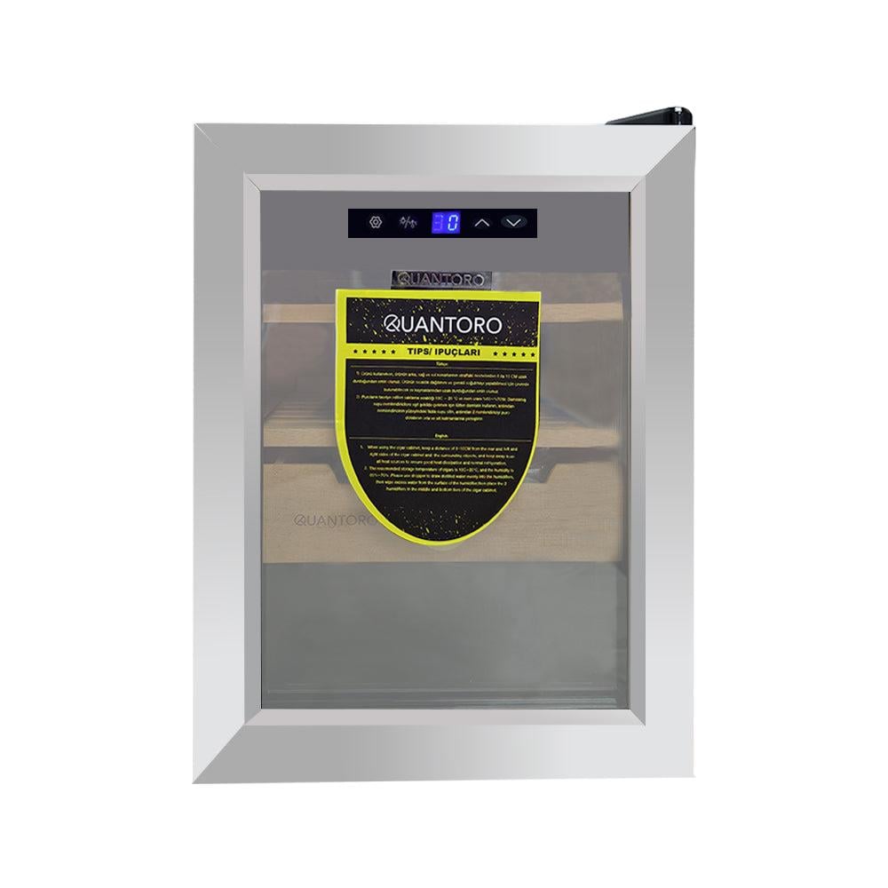 Quantoro QCC-52-B Elektronik Nemlendirme & Soğutmalı Gümüş Puro Dolabı