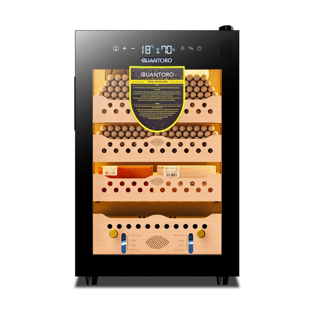 Quantoro QCC-60 Elektronik Nemlendirme & Soğutmalı Siyah Puro Dolabı
