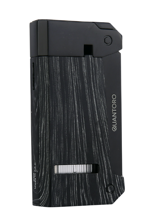 Quantoro Tek Torch Pürmüz Delicili Siyah Ahşap Desenli Metal Puro Çakmağı