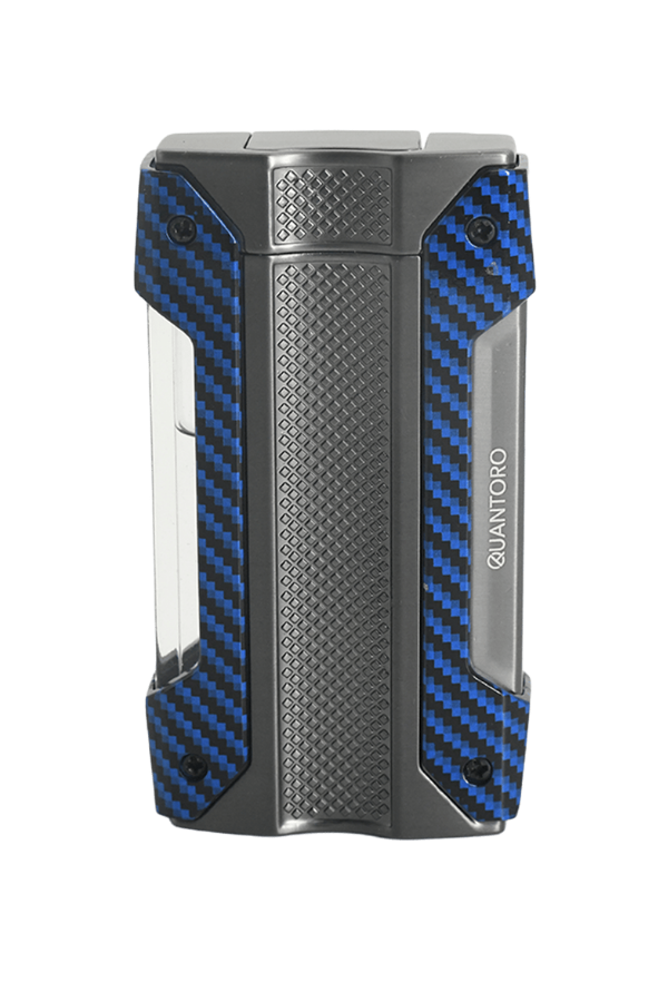 Quantoro Tek Torch Pürmüz Gunmetal Mavi-Karbon Metal Puro Çakmağı