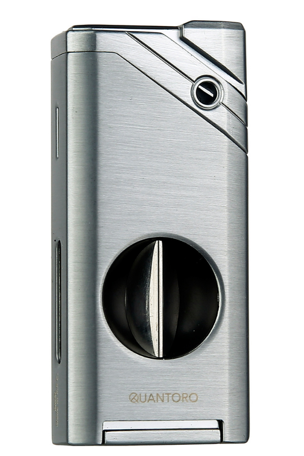 Quantoro Tek Torch Pürmüz V-Cut Gümüş Metal Puro Çakmağı