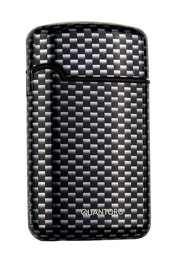 Quantoro Üç Torch Pürmüz Delicili Siyah Karbon Desenli Metal Puro Çakmağı