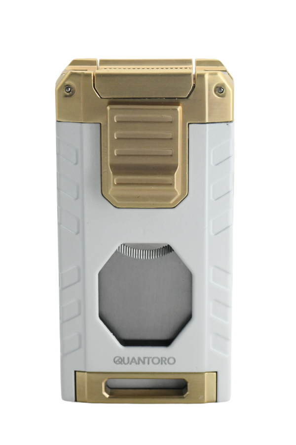 Quantoro Üç Torch Pürmüz Easy S/İğneli/Delicili Beyaz Metal Puro Çakmağı