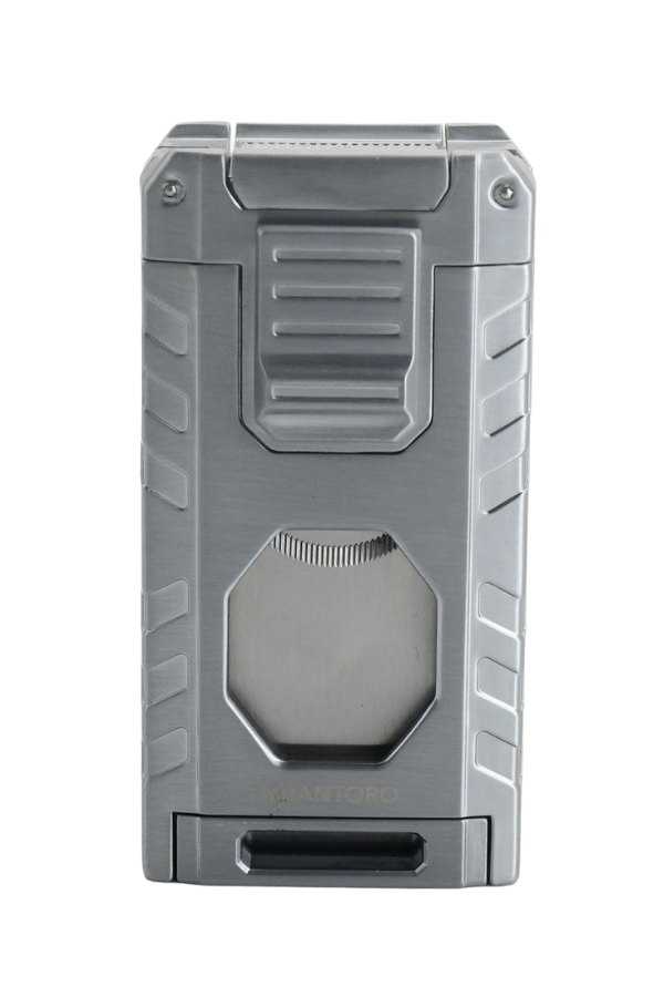 Quantoro Üç Torch Pürmüz Easy S/İğneli/Delicili Gümüş Metal Puro Çakmağı