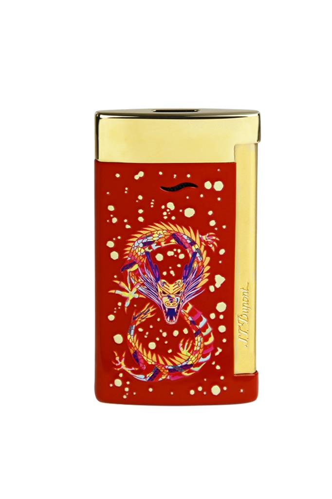 S.T. Dupont Slim 7 Burgundy Dragon Gold Puro Çakmağı 27776 - TR6660