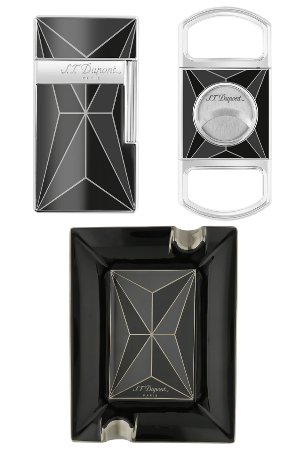 S.T. Dupont Fire x Black Siyah Çakmak Kesici Küllük Üçlü Puro Seti - ST-FRX-001