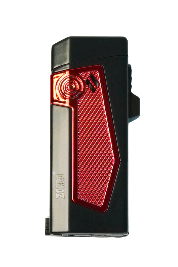 Zorro 4 Torch Pürmüz Siyah-Kırmızı Metal Puro Çakmağı