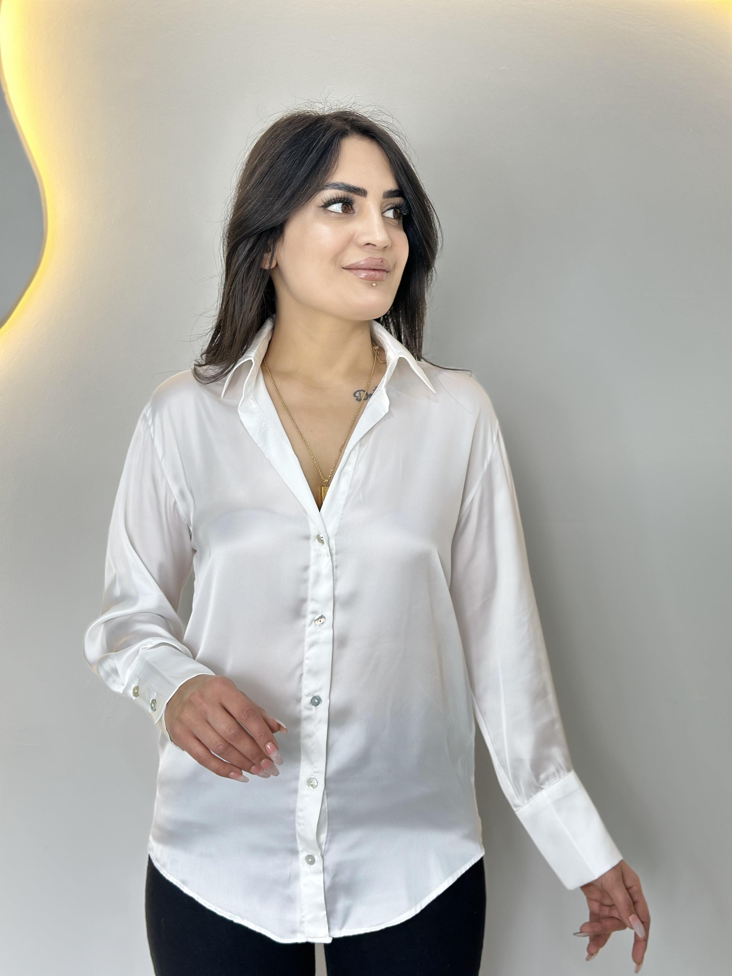 Avela Beyaz Lüks Kalite Saten Gömlek A4747