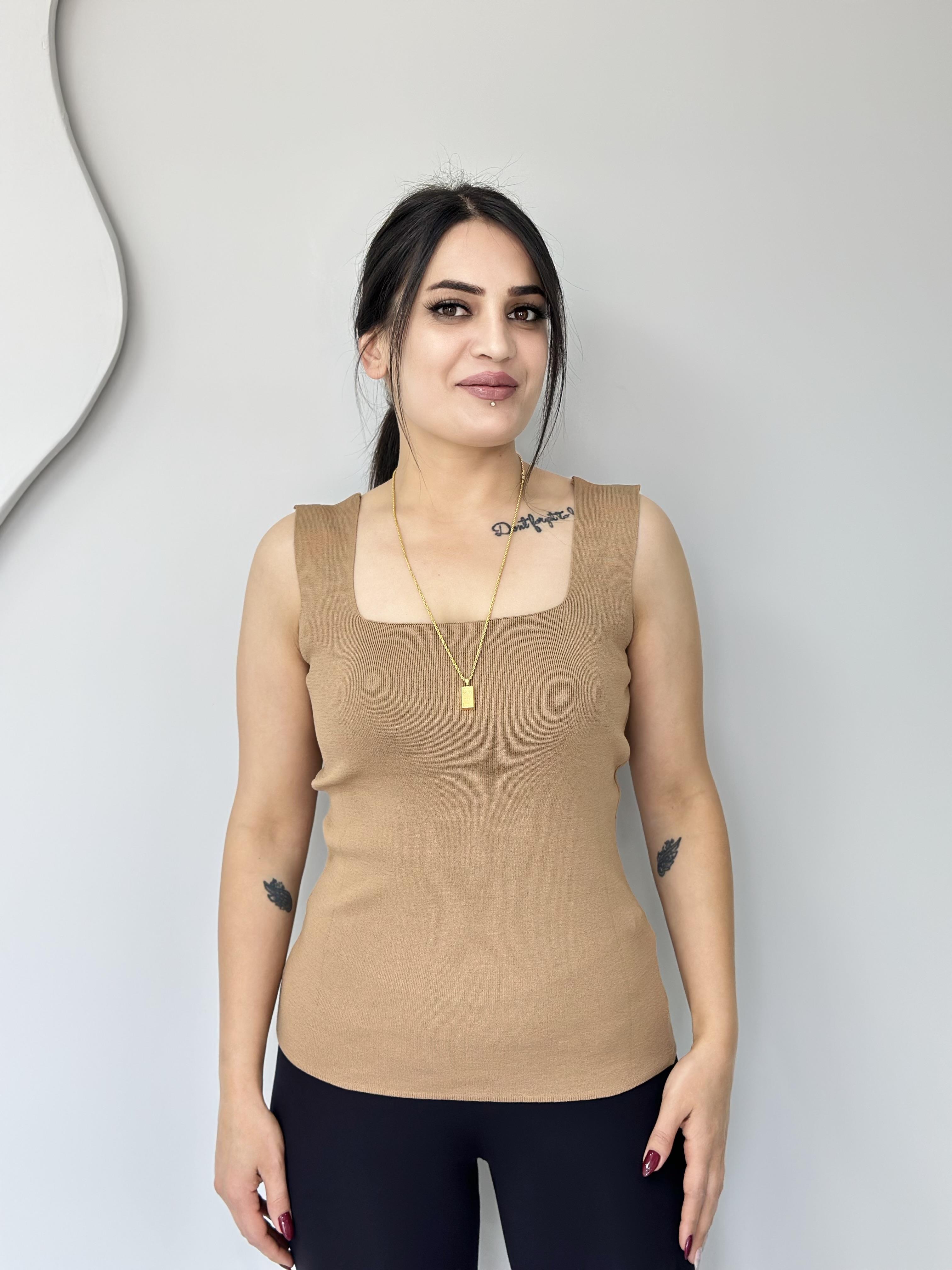 Coni Camel  Kare Yaka İnce Triko Atlet A071