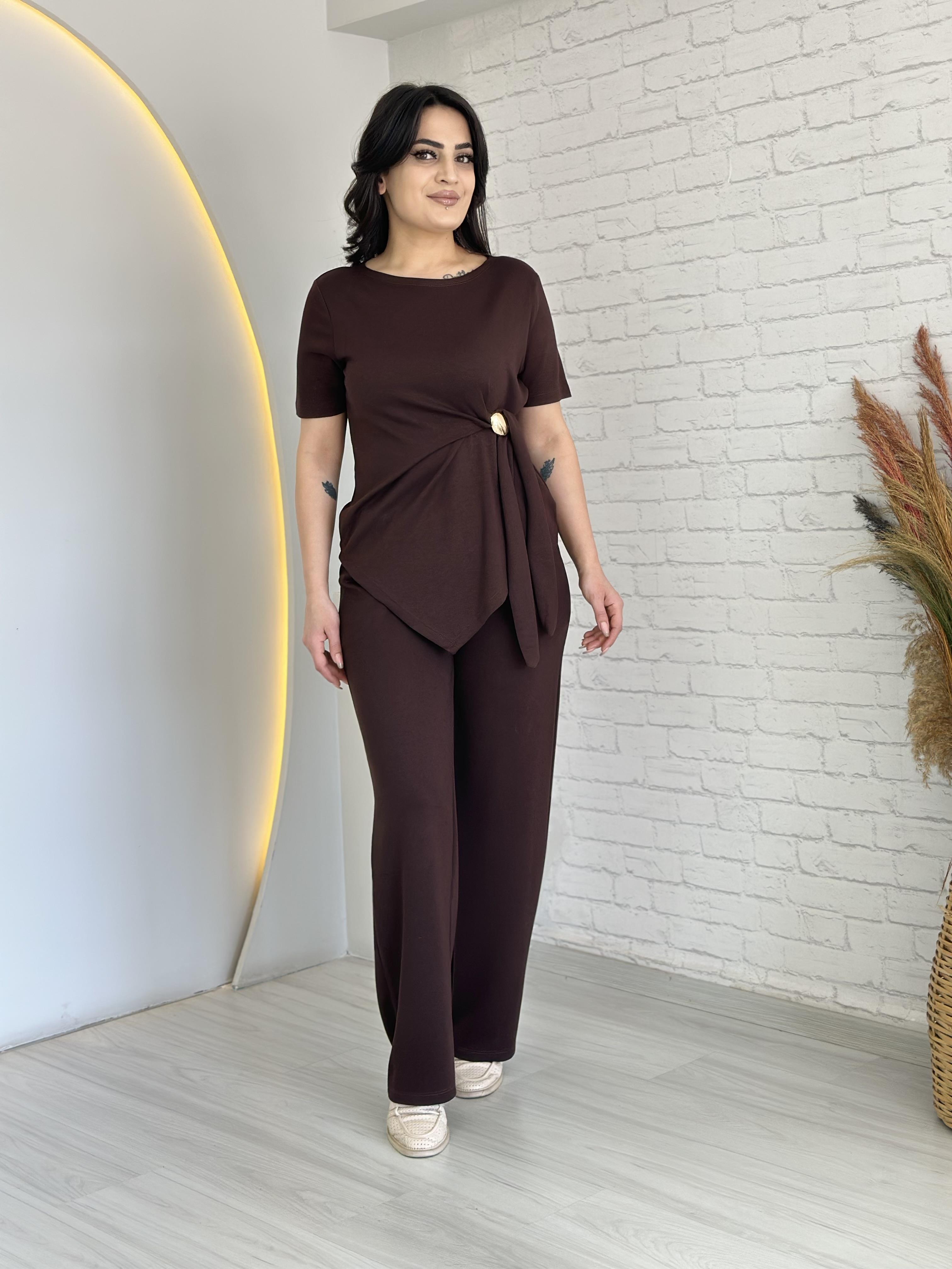 Hazel Kahve Yandan Gold Tokalı İkili Takım D033