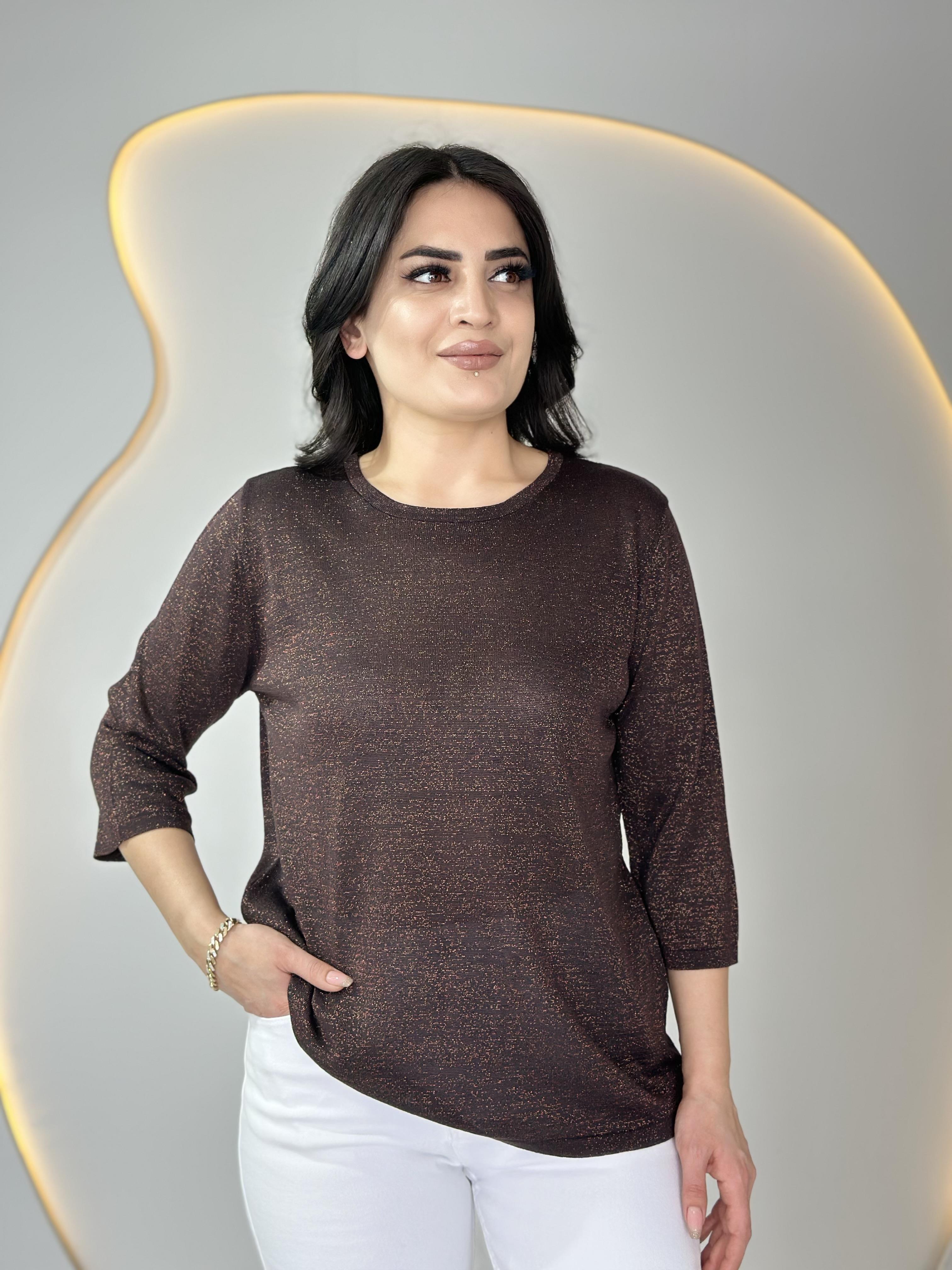 İlka Bakır Bisiklet Yaka Sim İşlemeli Triko Buz D022