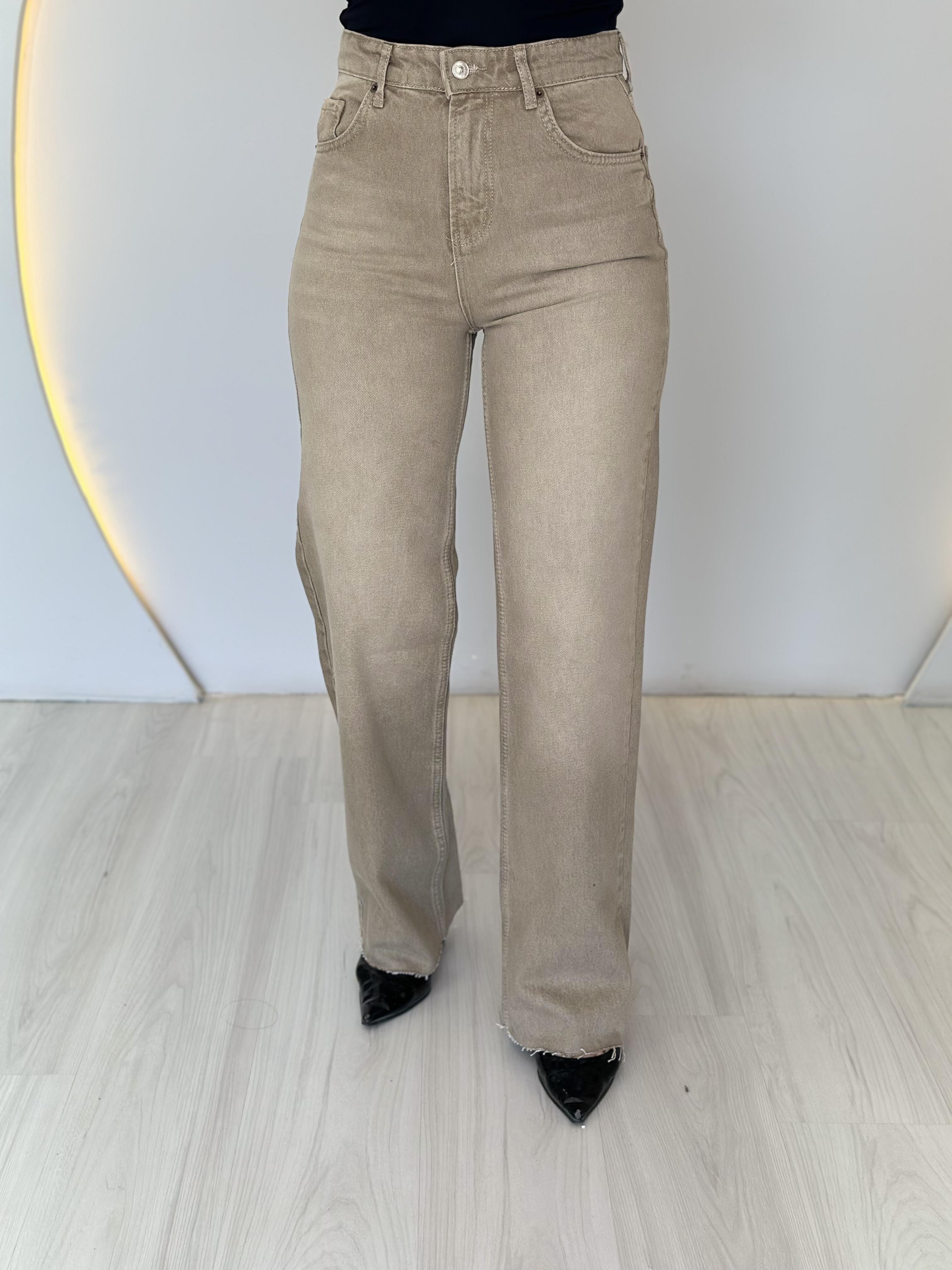 Joi Haki Yıkamalı Straight Fit Palazzo Jean D013