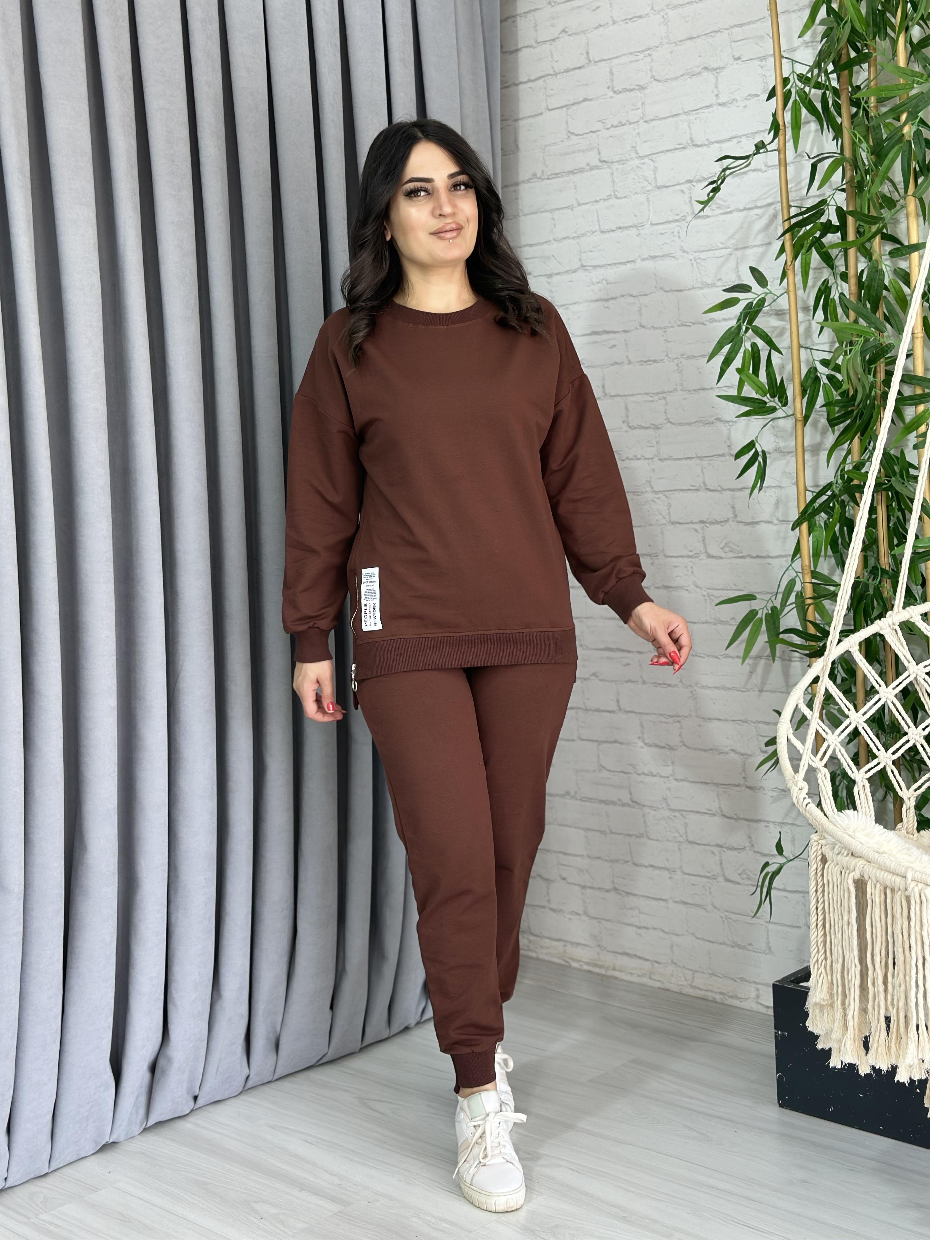 Kahve Armalı İki İplik Kumaş 2'Li Takım