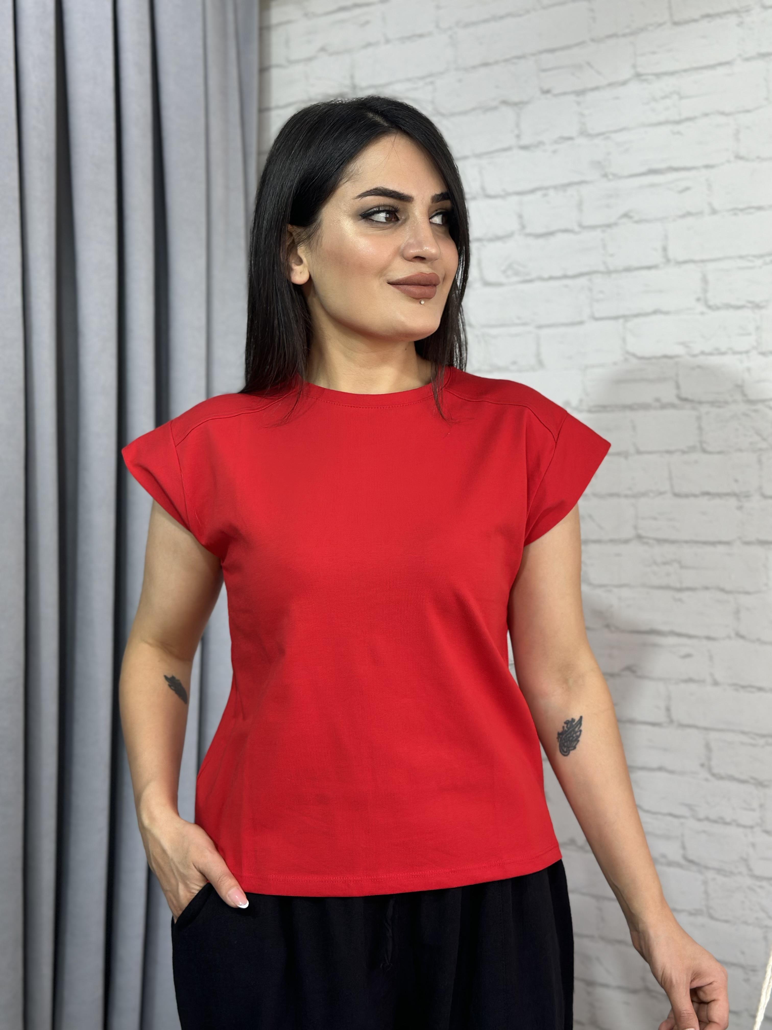 Kırmızı Yumuşak Doku Vatkalı Bluz