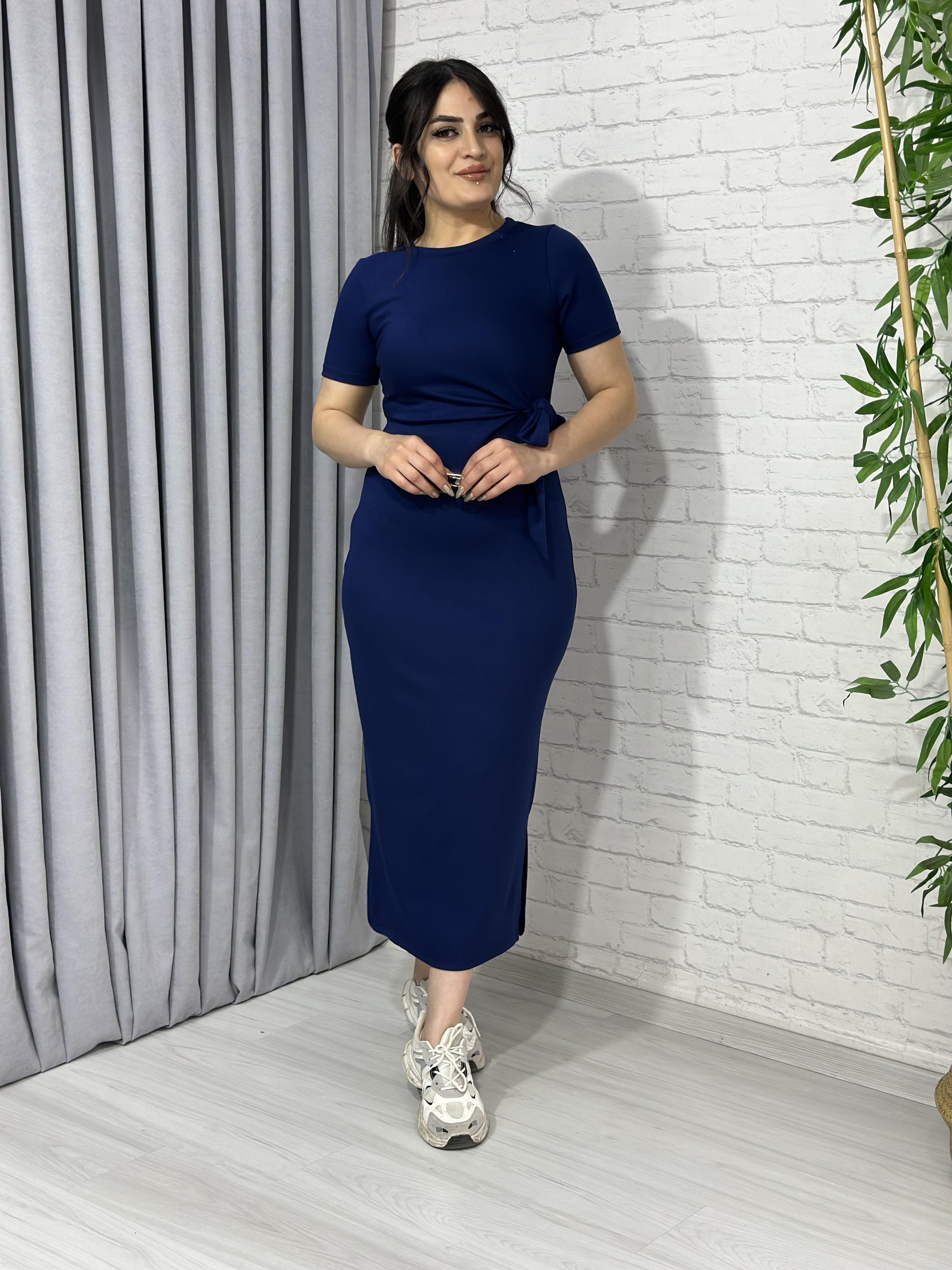 Lacivert Yandan Bağlamalı Modal Kumaş Elbise A205