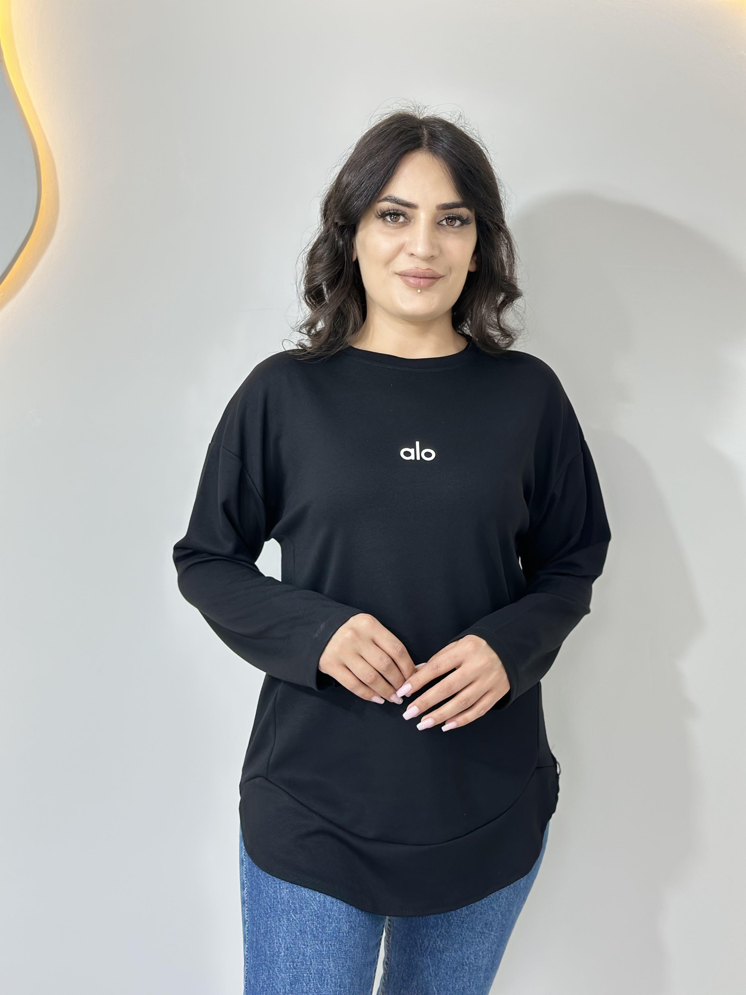 Lova Siyah Alo Baskılı Modal Yumuşak Sweatshirt A031
