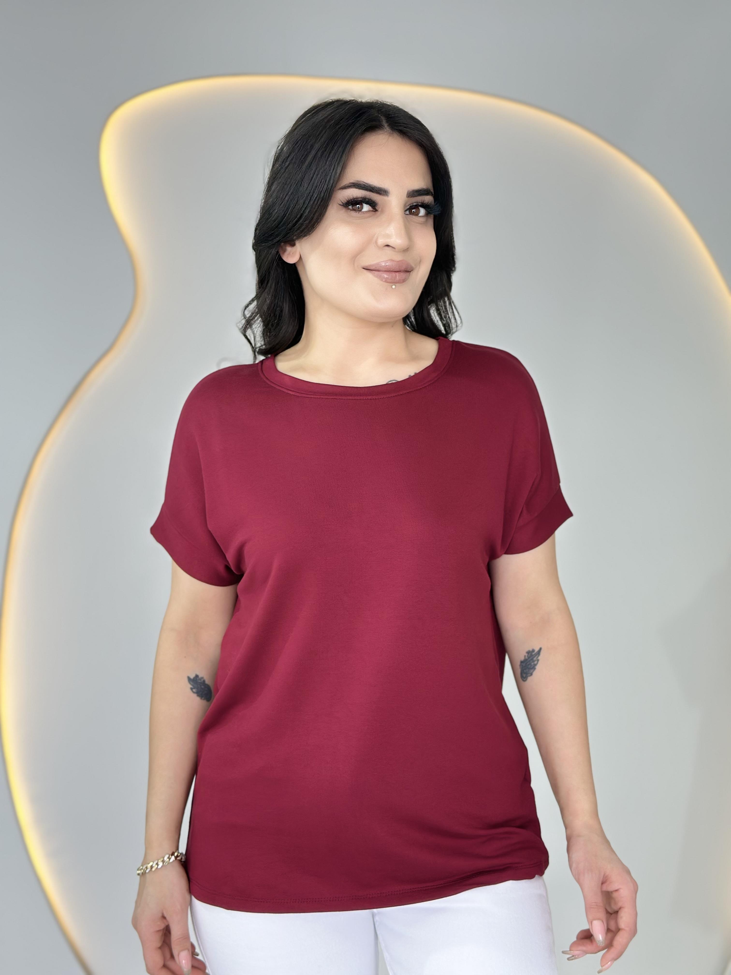 Nice Bordo Arkası Dantelli Viskon Bluz D021