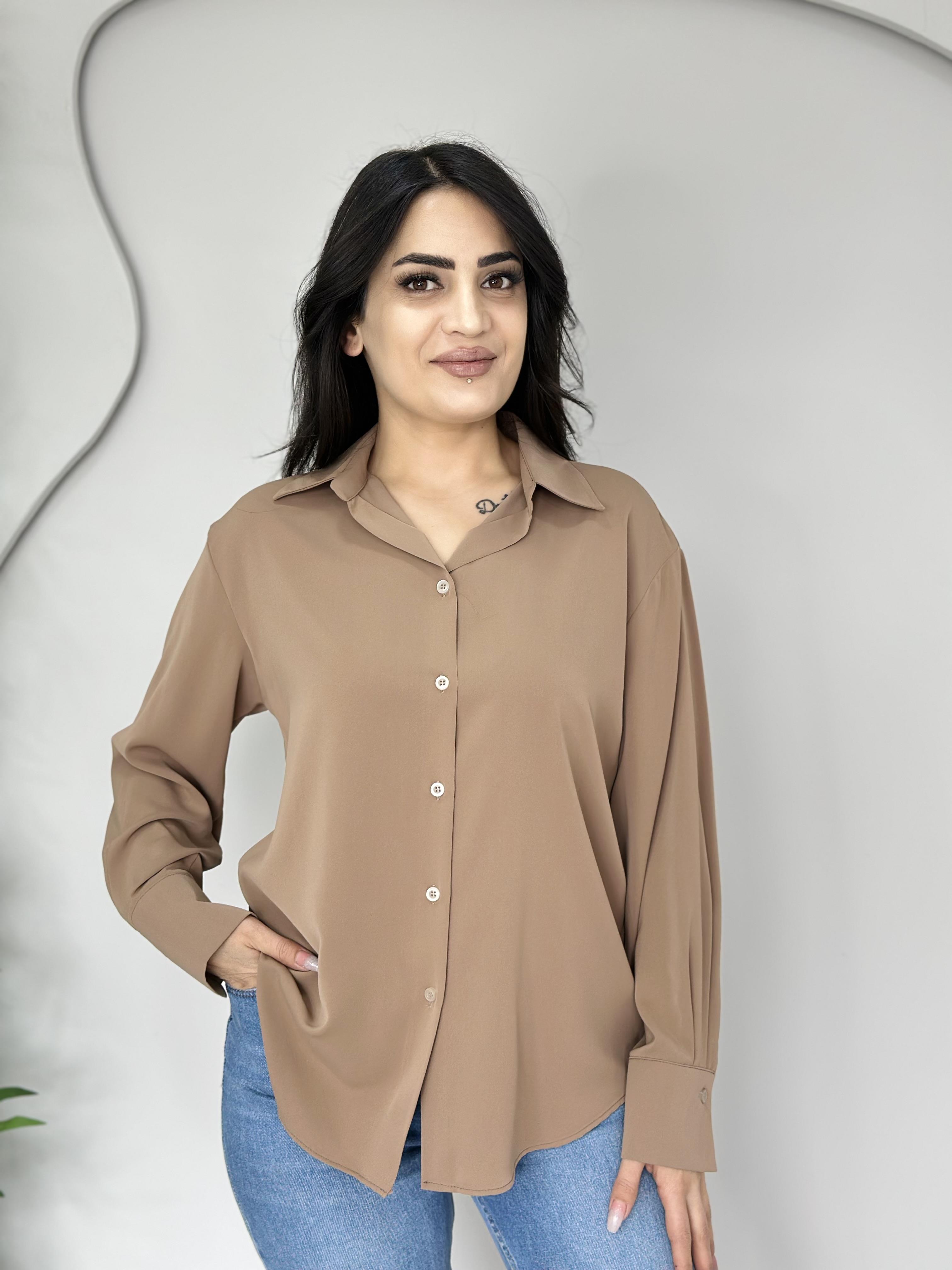 Nihle Camel Lüx Kalite Sedef Düğmeli Gömlek A1111