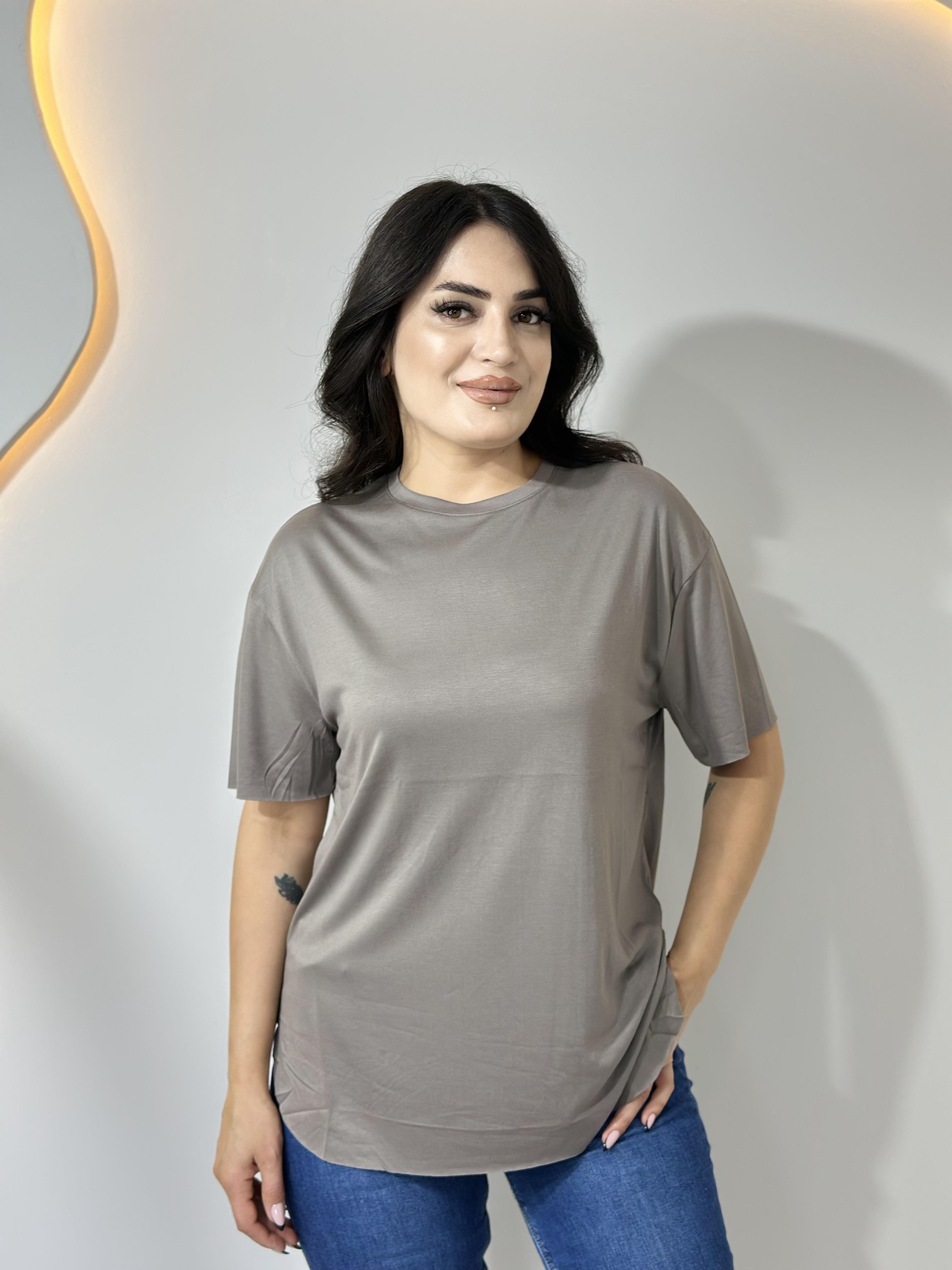 Nola Vizon Bisiklet Yaka Lazer Kesim Modal Kumaş Orijinal Tshirt A057 