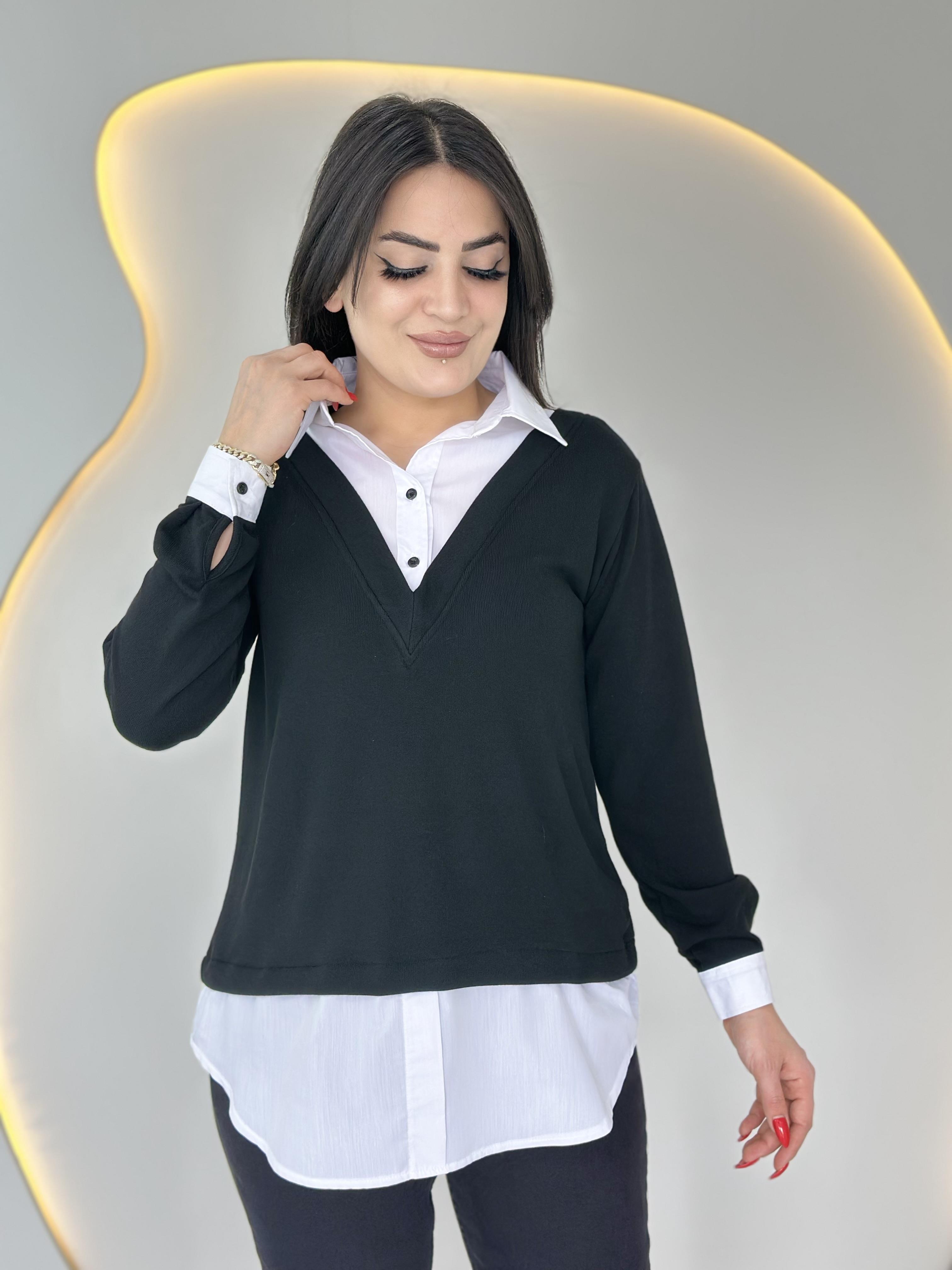 Nolin Siyah Gömlek Detaylı Bluz D011