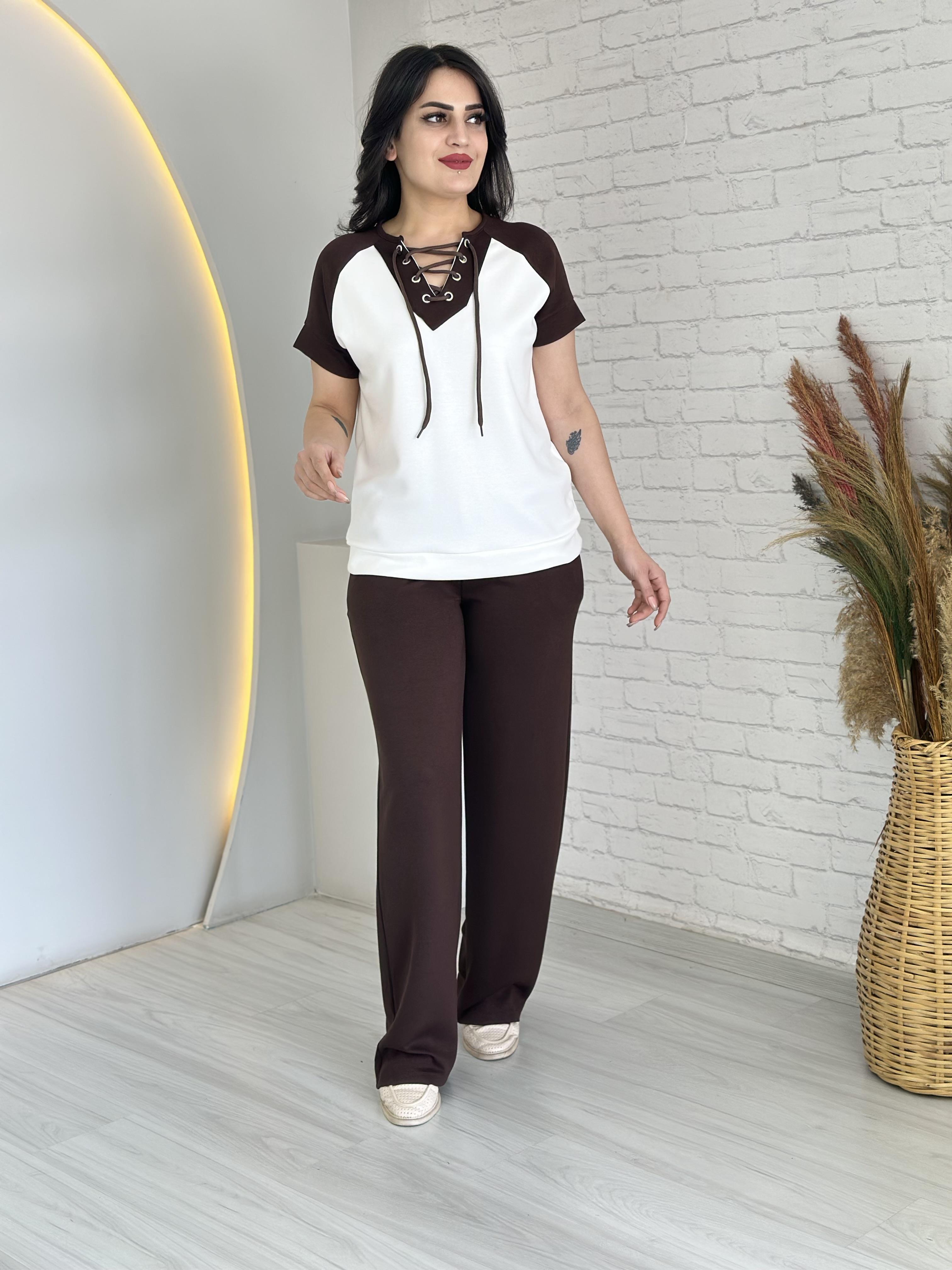 Palge Kahve Detaylı Bağçıklı İkili Takım D027
