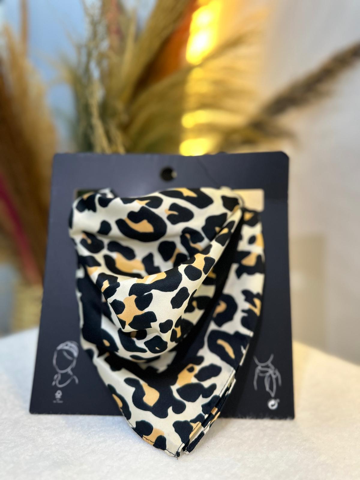 Siyah Leopar Desenli Fular A777