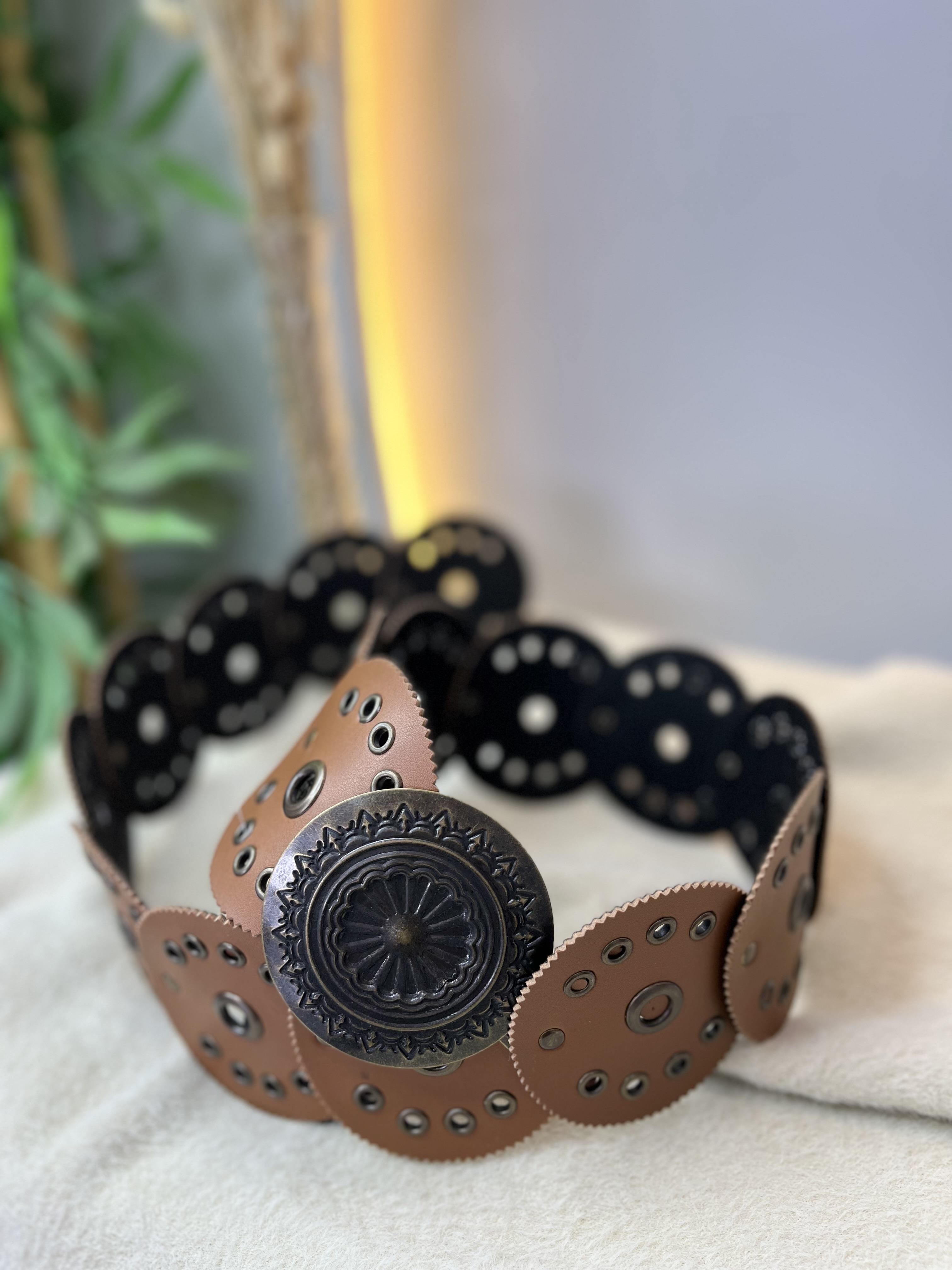 Taba Vintage Tarzı Ayarlanabilir Kovboy Kemer A3838