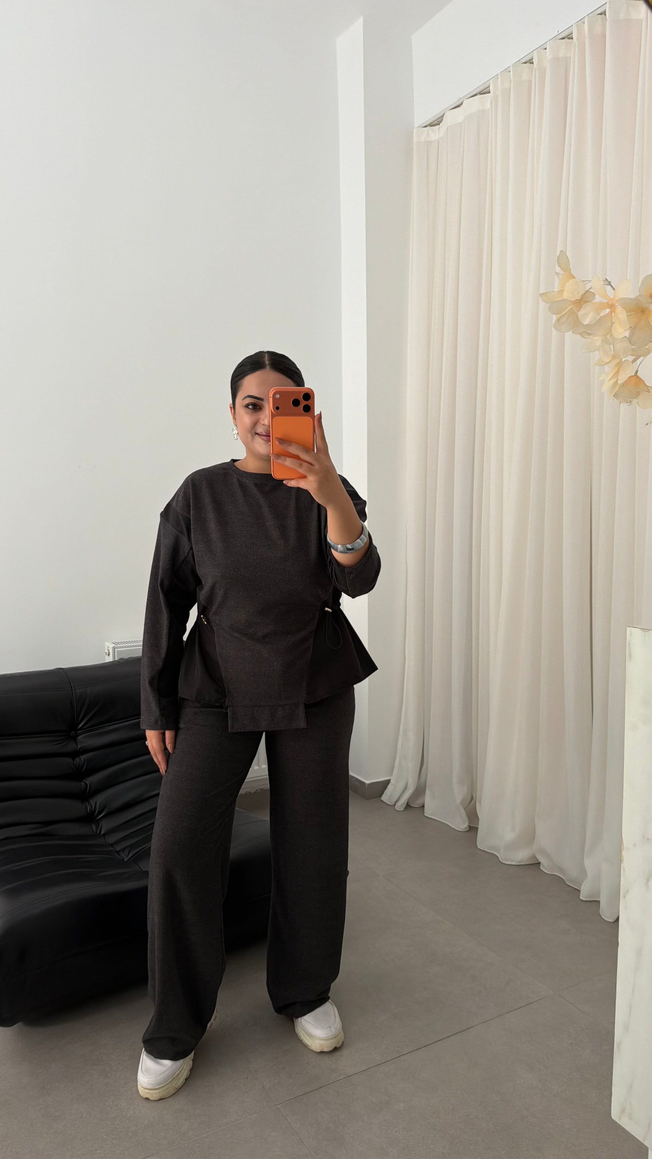 Zuzu Paraşüt Kumaş Detaylı Beli Ayarlanabilir Alt Üst Selanik Takım Siyah