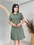 Love Mint Yeşili Polo Yaka Kroşetalı İpekli Dokuma Elbise D124